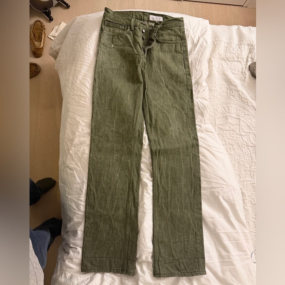 Gustin Olive Straight Raw Selvedge Men's Jeans